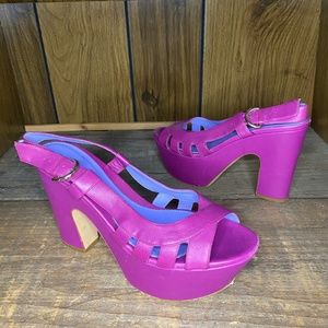 Sergio Rossi Magenta Chunky Heel Sandal